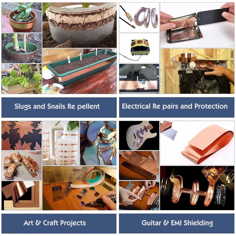ETERART Copper Foil Tape with Conductive Adhesive for Guitar,EMI Shielding,Electrical Repairs-Enhance Stability and Performance of Electronic Devices,2inch X 20 FT - Image 3